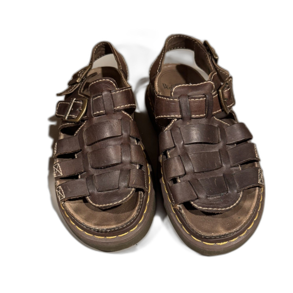 Dr. Martens Fisherman Sandals Brown Leather Chunky Y2K Grunge Men 10 Women 11 - Picture 9 of 9